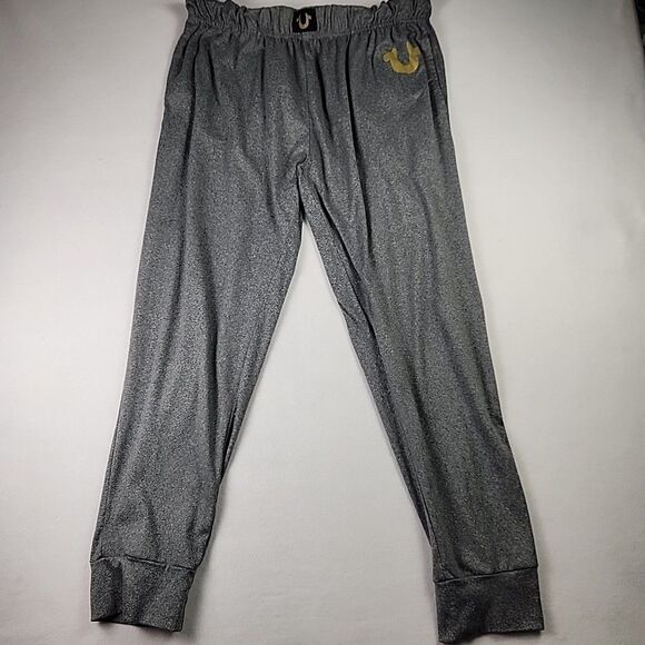 True Religion Mens Lounge Wear Jogger Pants Large Elastic Waistband Grey Pajama - Picture 1 of 12